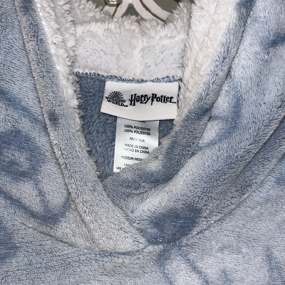Harry Potter Wizarding World Women's Fleece Lounge Hoodie Gray and Blue sz M EUC